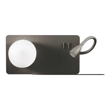 Ideal Lux - Candeeiro de parede LED com uma pequena lâmpada flexível BOOK 1xG9/28W + LED/3W/230V USB preto