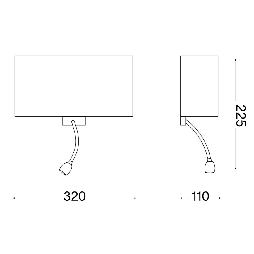 Ideal Lux - Candeeiro de parede LED flexível HOTEL 1xE27/60W/230V + LED/1,5W branco