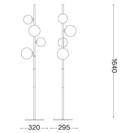Ideal Lux - LED Candeeiro de pé PERLAGE 4xG9/3W/230V dourado/bege fumê