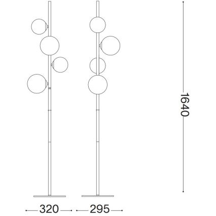 Ideal Lux - Candeeiro de pé LED PERLAGE 4xG9/3W/230V preto/fumê