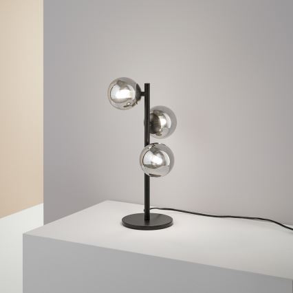 Ideal Lux - Candeeiro de secretária LED PERLAGE 3xG9/3W/230V preto/fumado