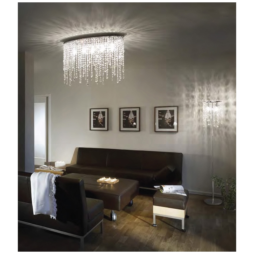 Ideal Lux - Candeeiro de tecto em cristal RAIN 3xE14/40W/230V cromado brilhante