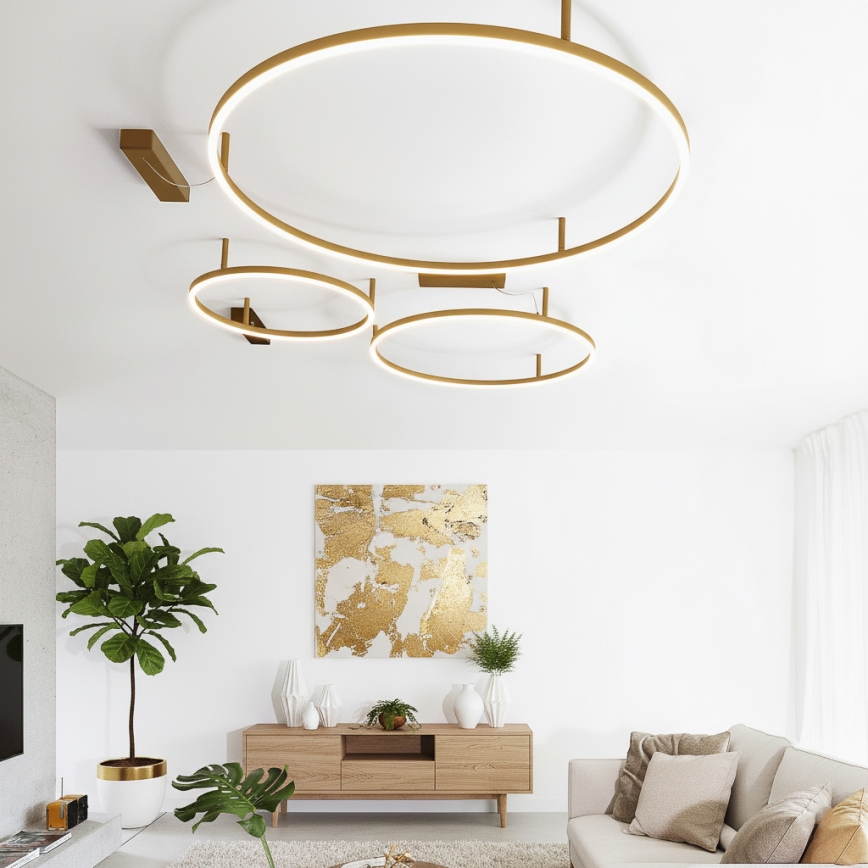 Ideal Lux - Candeeiro de teto LED ORACLE SLIM LED/53W/230V 3000K CRI 90 Ø 90 cm dourado