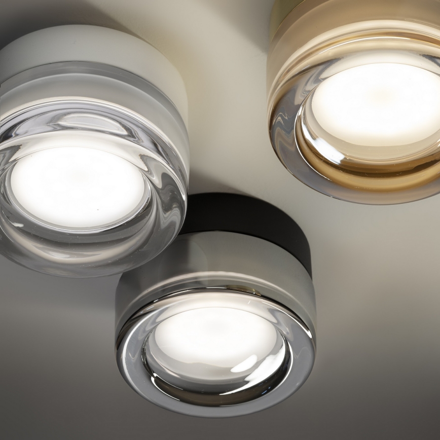 Ideal Lux - Plafon LED para casa de banho LOLLY 1xGX53/9W/230V Ø 10,5 cm IP44 preto/preto fumê