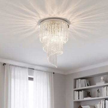 Ideal Lux - Candeeiro integrado de cristal CARLTON 12xE14/40W/230V diâmetro 50 cm cromado brilhante