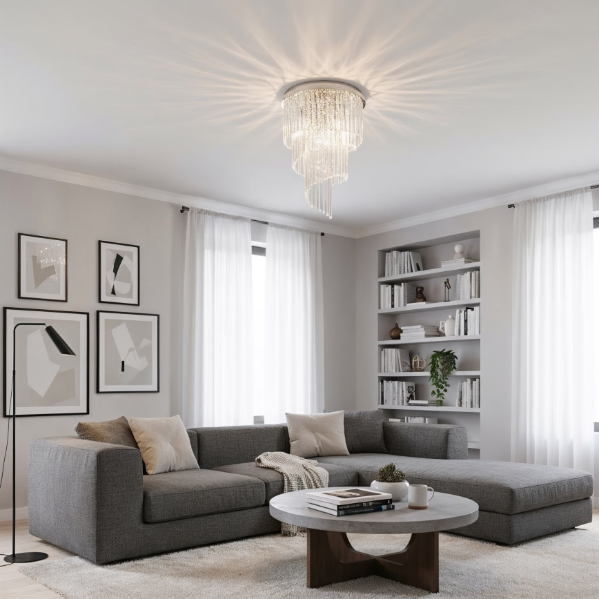 Ideal Lux - Candeeiro integrado de cristal CARLTON 12xE14/40W/230V diâmetro 50 cm cromado brilhante