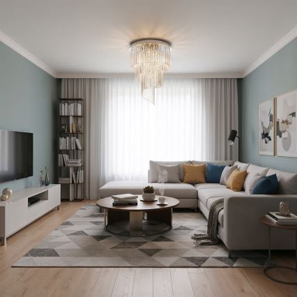 Ideal Lux - Candeeiro integrado de cristal CARLTON 12xE14/40W/230V diâmetro 50 cm cromado brilhante