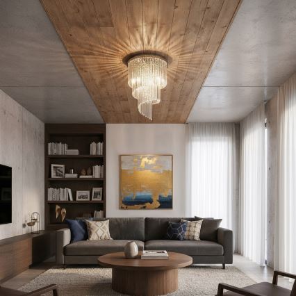 Ideal Lux - Candeeiro integrado de cristal CARLTON 12xE14/40W/230V diâmetro 50 cm cromado brilhante