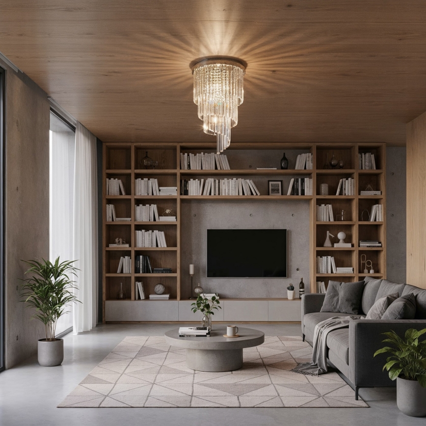 Ideal Lux - Candeeiro integrado de cristal CARLTON 8xE14/40W/230V diâmetro 40 cm cromado brilhante