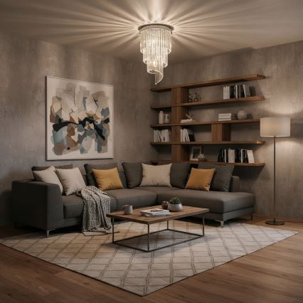 Ideal Lux - Candeeiro integrado de cristal CARLTON 8xE14/40W/230V diâmetro 40 cm cromado brilhante