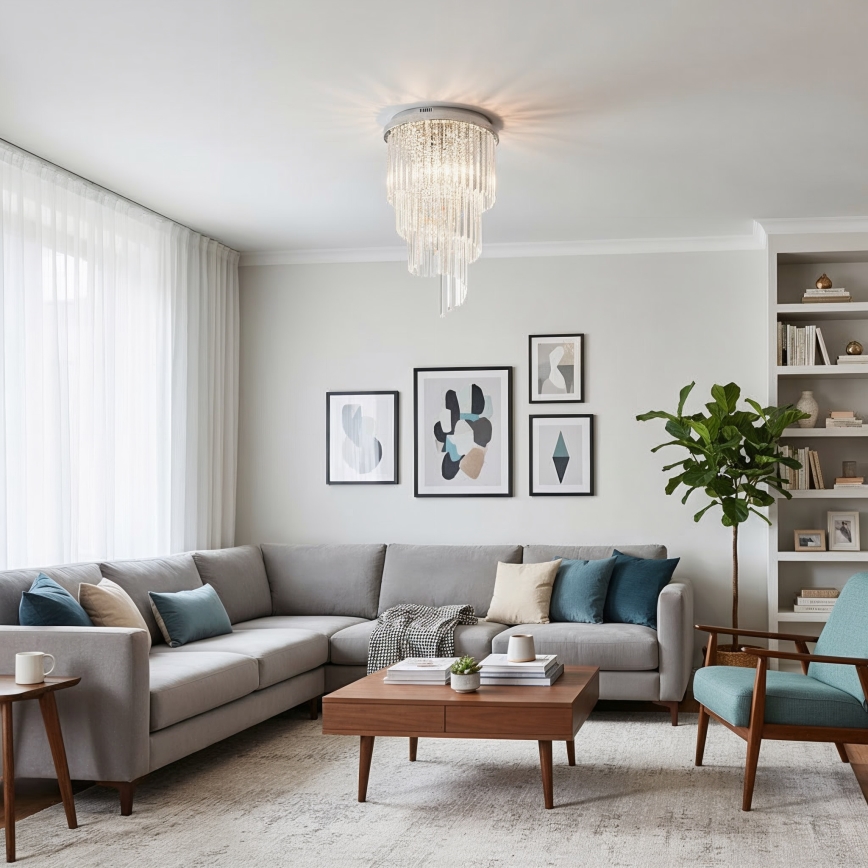 Ideal Lux - Candeeiro integrado de cristal CARLTON 8xE14/40W/230V diâmetro 40 cm cromado brilhante