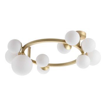 Ideal Lux - Candeeiro  integrado LED PERLAGE 10xG9/3W/230V diâmetro 70 cm dourado/branco