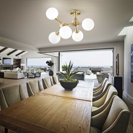 Ideal Lux - Candeeiro integrado NODI 5xE14/28W/230V latão