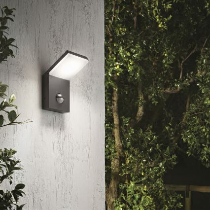 Ideal Lux - Luminária LED de exterior com sensor STYLE LED/9W/230V 4000K CRI 90 IP54 antracite