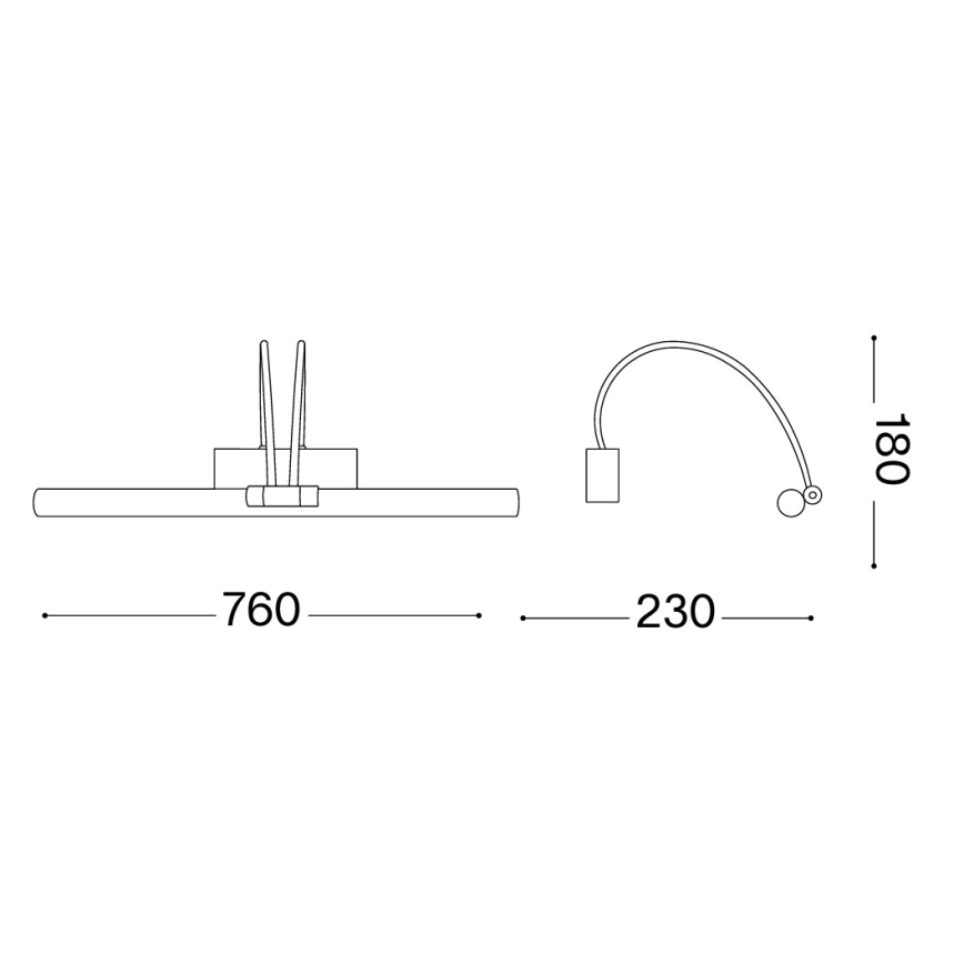 Ideal Lux - Candeeiro para quadros LED BOW LED/8W/230V 76 cm CRI 90 latão