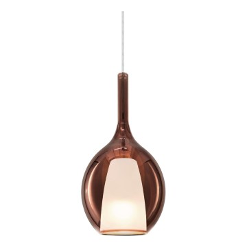 Ideal Lux - Candeeiro pendente com cabo KALIQUE 1xE27/42W/230V Ø 18 cm cobre fumê