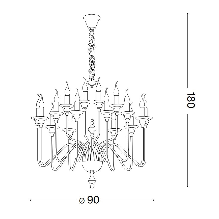 Ideal Lux - Candeeiro suspenso ARTU 16xE14/40W/230V diâmetro 90 cm cromado brilhante