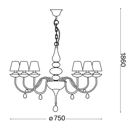 Ideal Lux - Candeeiro suspenso BLANCHE 6xE14/40W/230V diâmetro 75 cm branco