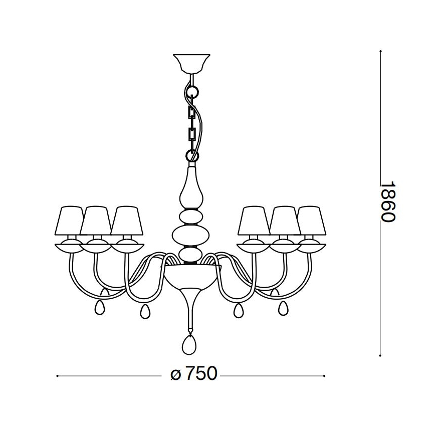 Ideal Lux - Candeeiro suspenso BLANCHE 6xE14/40W/230V diâmetro 75 cm branco