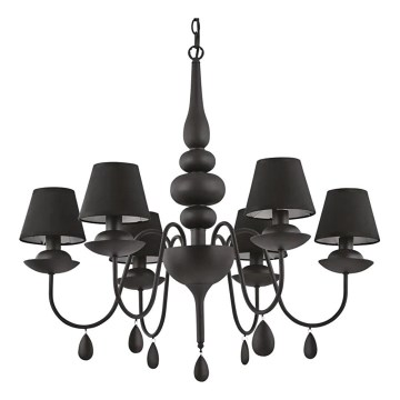 Ideal Lux - Candeeiro suspenso BLANCHE 6xE14/4W/230V diâmetro 75 cm preto