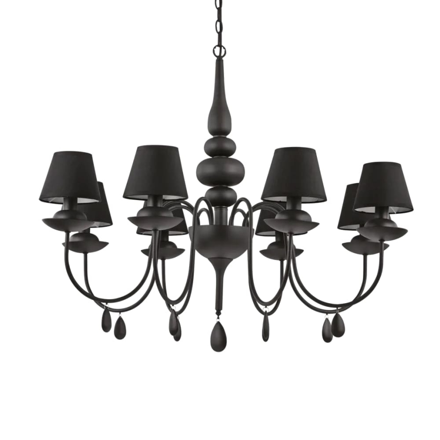 Ideal Lux - Candeeiro suspenso BLANCHE 8xE14/40W/230V diâmetro 92 cm preto