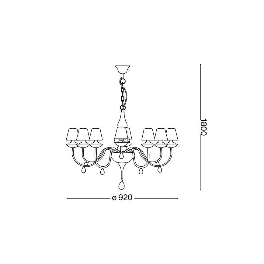 Ideal Lux - Candeeiro suspenso BLANCHE 8xE14/40W/230V diâmetro 92 cm preto
