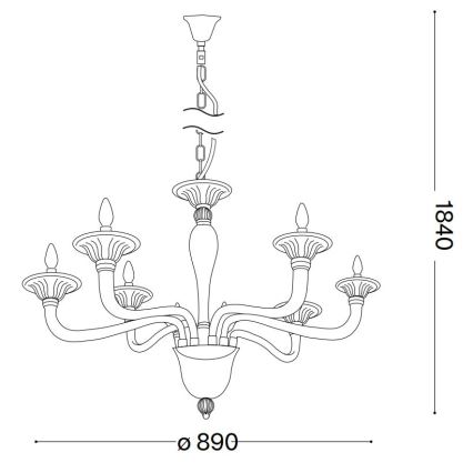 Ideal Lux - Candeeiro suspenso BRIGITTA 8xE14/40W/230V diâmetro 89 cm latão