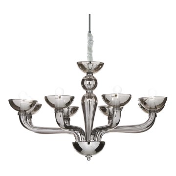 Ideal Lux - Candeeiro suspenso CASANOVA 8xE14/40W/230V diâmetro 88 cm cinzento
