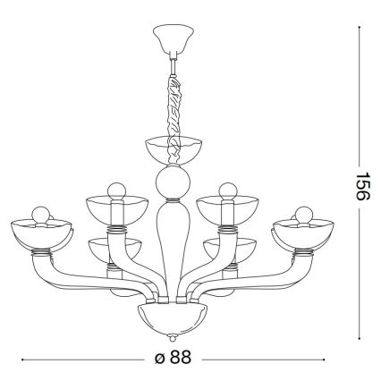 Ideal Lux - Candeeiro suspenso CASANOVA 8xE14/40W/230V diâmetro 88 cm cinzento