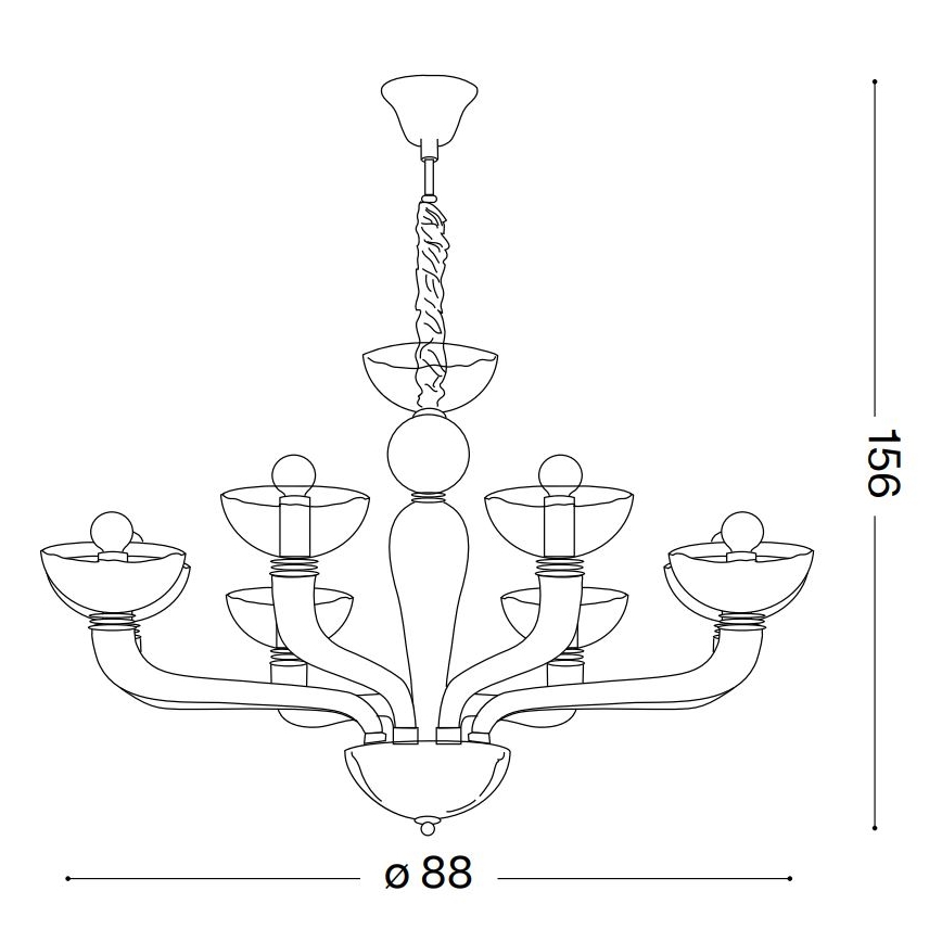 Ideal Lux – Candeeiro suspenso CASANOVA 8×E14/40W/230V