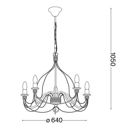 Ideal Lux - Candeeiro suspenso CORTE 5xE14/40W/230V diâmetro 54 cm cobre