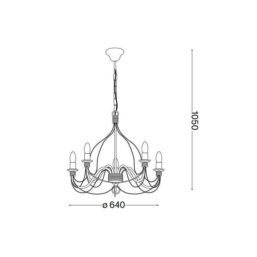Ideal Lux - Candeeiro suspenso CORTE 5xE14/40W/230V diâmetro 54 cm cobre