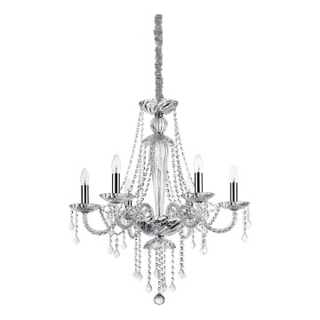 Ideal Lux - Candeeiro suspenso de cristal AMADEUS 6xE14/40W/230V diâmetro 67 cm transparente