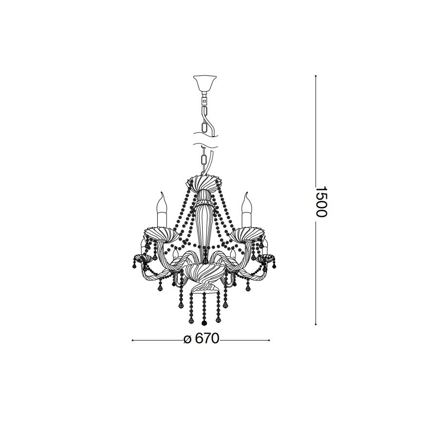 Ideal Lux - Candeeiro suspenso de cristal AMADEUS 6xE14/40W/230V diâmetro 67 cm transparente