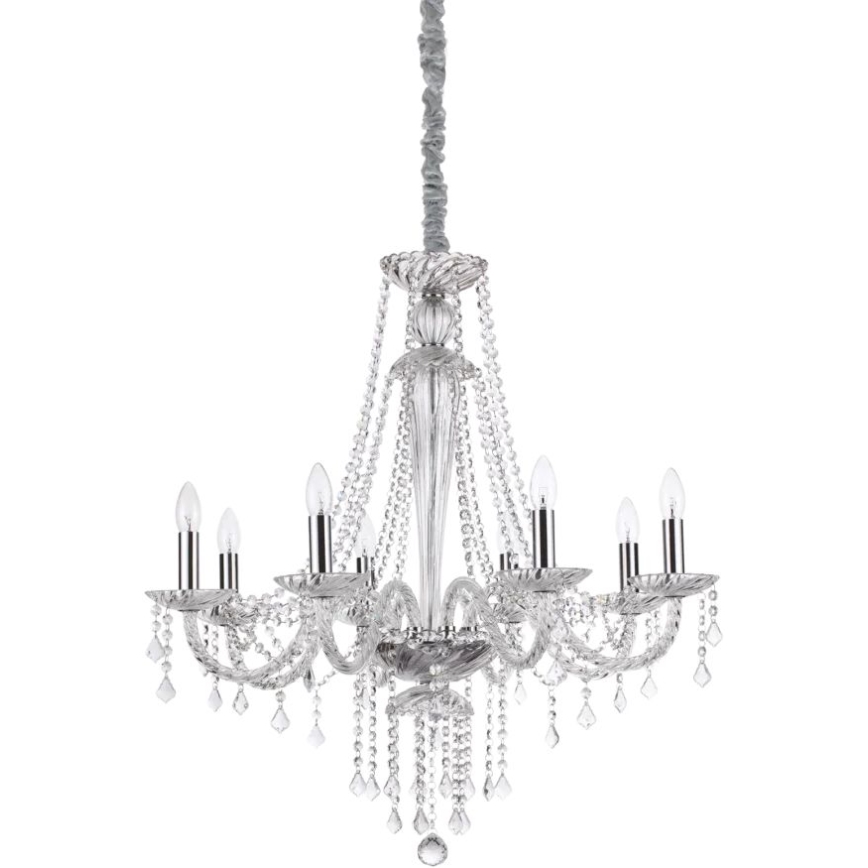 Ideal Lux - Candeeiro suspenso de cristal AMADEUS 8xE14/40W/230V diâmetro 80 cm transparente