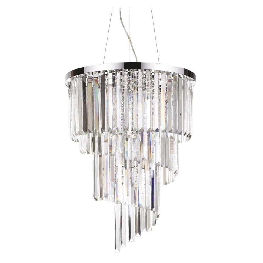 Ideal Lux - Candeeiro suspenso de cristal CARLTON 12xE14/40W/230V diâmetro 50 cm cromado brilhante