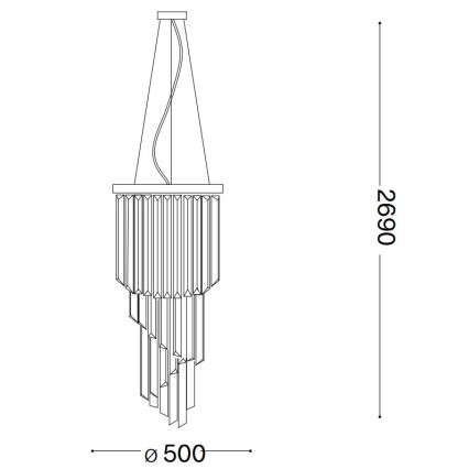 Ideal Lux - Candeeiro suspenso de cristal CARLTON 12xE14/40W/230V diâmetro 50 cm cromado brilhante