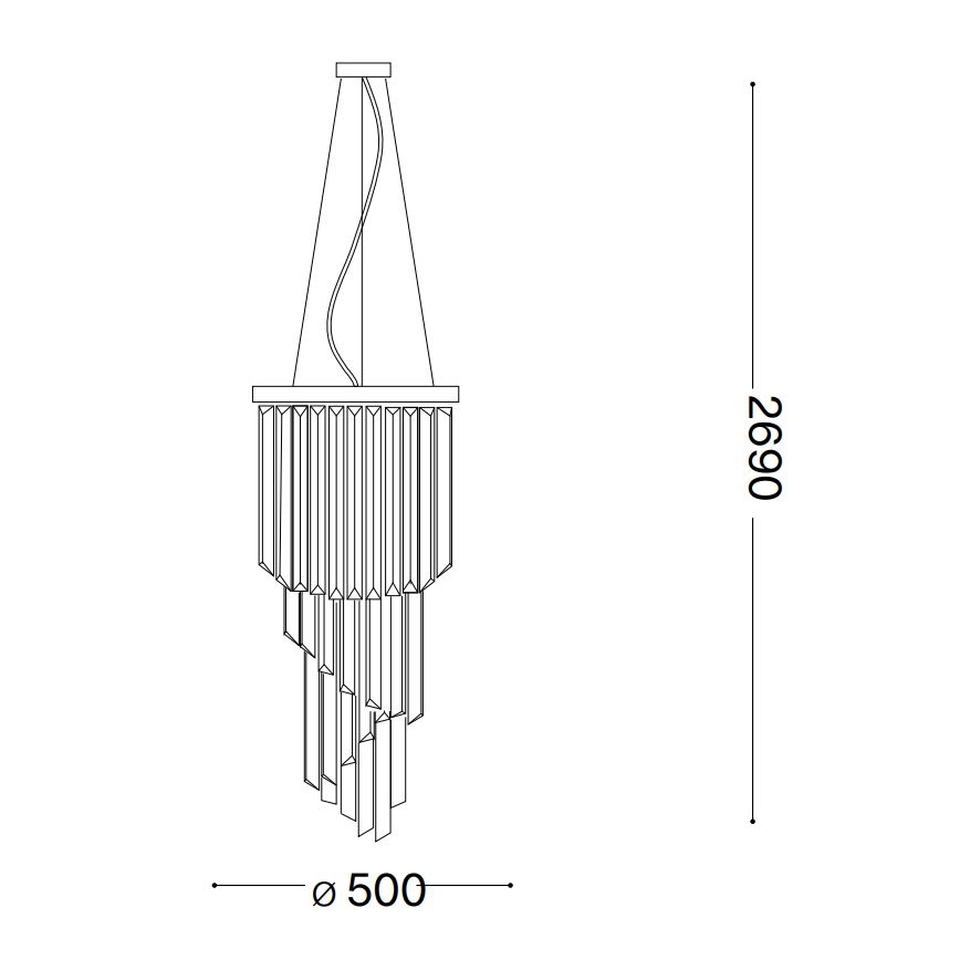 Ideal Lux - Candeeiro suspenso de cristal CARLTON 12xE14/40W/230V diâmetro 50 cm cromado brilhante