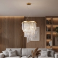 Ideal Lux - Candeeiro suspenso de cristal CARLTON 12xE14/40W/230V diâmetro 50 cm dourado