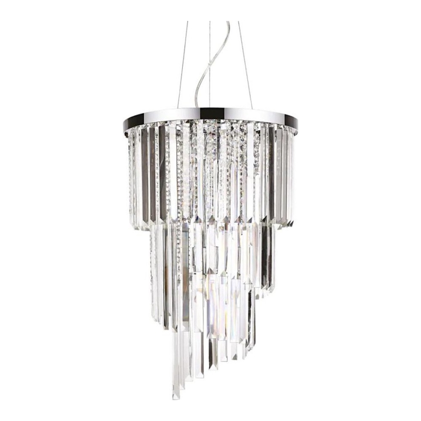Ideal Lux - Candeeiro suspenso de cristal CARLTON 8xE14/40W/230V diâmetro 40 cm cromado brilhante