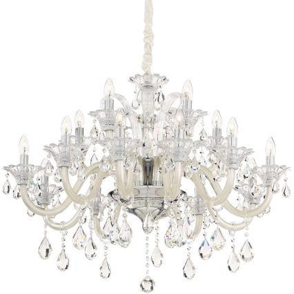 Ideal Lux - Candeeiro suspenso de cristal COLOSSAL 15xE14/40W/230V diâmetro 95 cm creme/cromado brilhante