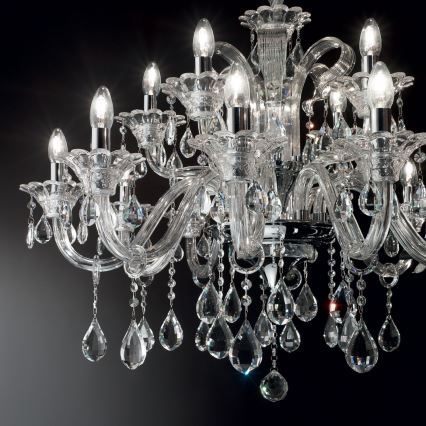 Ideal Lux - Candeeiro suspenso de cristal COLOSSAL 15xE14/40W/230V diâmetro 95 cm transparente/cromado brilhante