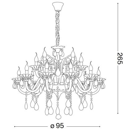 Ideal Lux - Candeeiro suspenso de cristal COLOSSAL 15xE14/40W/230V diâmetro 95 cm transparente/cromado brilhante