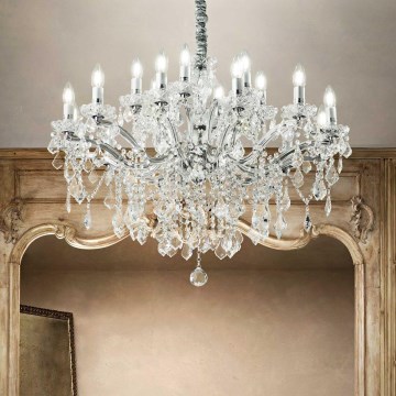 Ideal Lux - Candeeiro suspenso de cristal FLORIAN 18xE14/40W/230V diâmetro 86 cm transparente