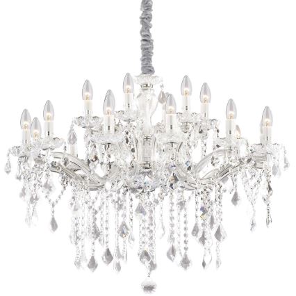 Ideal Lux - Candeeiro suspenso de cristal FLORIAN 18xE14/40W/230V diâmetro 86 cm transparente