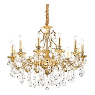 Ideal Lux - Candeeiro suspenso de cristal GIOCONDA 12xE14/40W/230V diâmetro 90 cm dourado