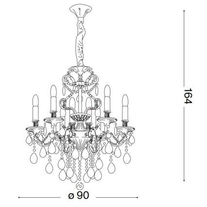 Ideal Lux - Candeeiro suspenso de cristal GIOCONDA 12xE14/40W/230V diâmetro 90 cm dourado
