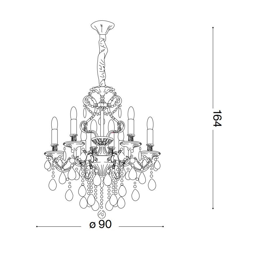 Ideal Lux - Candeeiro suspenso de cristal GIOCONDA 12xE14/40W/230V diâmetro 90 cm dourado
