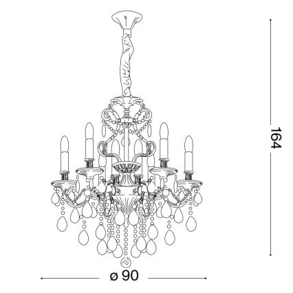 Ideal Lux - Candeeiro suspenso de cristal GIOCONDA 12xE14/40W/230V diâmetro 90 cm prateado