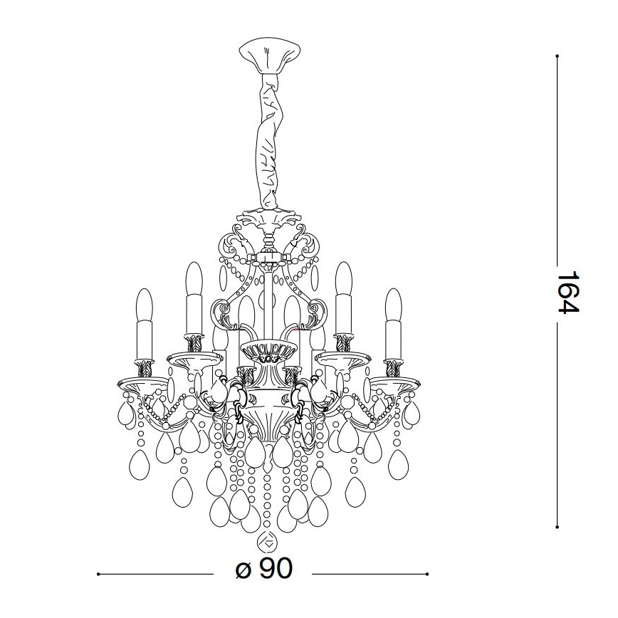 Ideal Lux - Candeeiro suspenso de cristal GIOCONDA 12xE14/40W/230V diâmetro 90 cm prateado